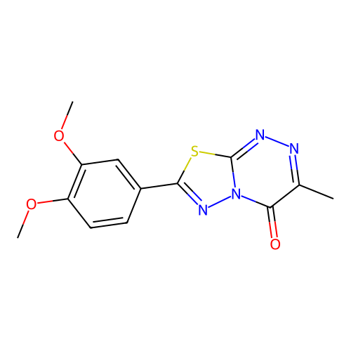 7-(3,4-dimethoxyphenyl)-3-methyl-4H-[1,3,4]thiadiazolo[2,3-c][1,2,4]triazin-4-one structure