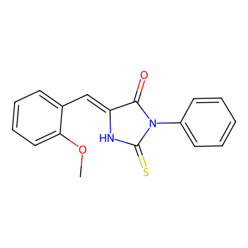 (5E)-2-mercapto-5-(2-methoxybenzylidene)-3-phenyl-3,5-dihydro-4H-imidazol-4-one structure