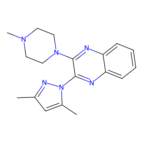 2-(3,5-dimethyl-1H-pyrazol-1-yl)-3-(4-methylpiperazin-1-yl)quinoxaline structure