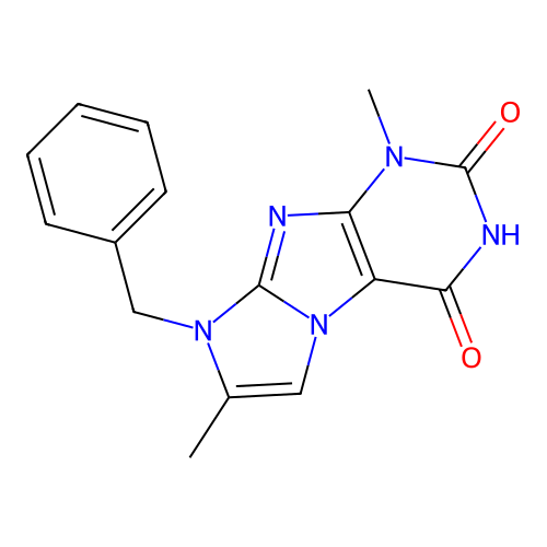 8-Benzyl-1,7-dimethyl-1H-imidazo(2,1-F)purine-2,4(3H,8H)-dione structure