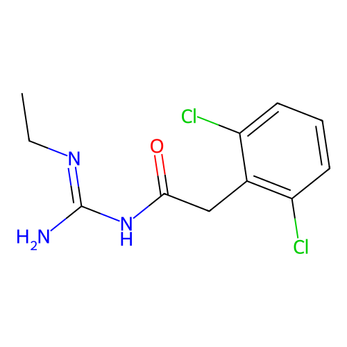 Benzeneacetamide, 2,6-dichloro-N-((ethylamino)iminomethyl)- structure