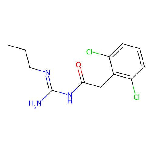 Benzeneacetamide, 2,6-dichloro-N-(imino(propylamino)methyl)- structure