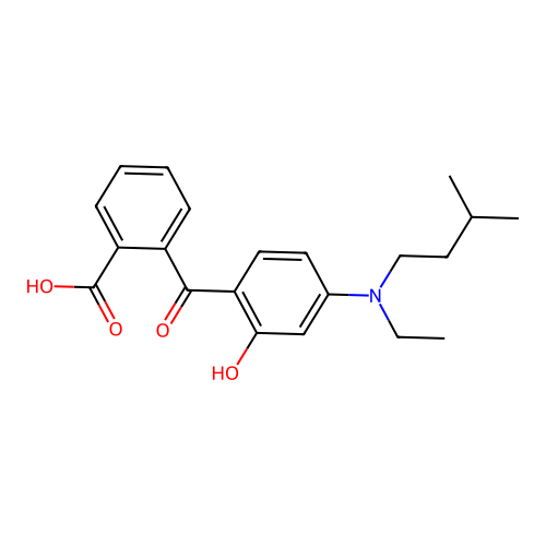 Benzoic acid, 2-[4-[ethyl(3-methylbutyl)amino]-2-hydroxybenzoyl]- structure