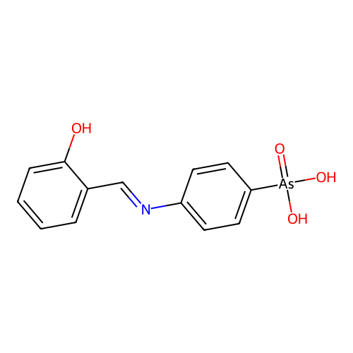 [4-[(6-oxocyclohexa-2,4-dien-1-ylidene)methylamino]phenyl]arsonic acid structure