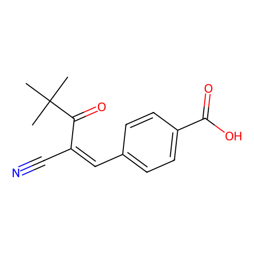 4-(2-Cyano-4,4-dimethyl-3-oxopent-1-enyl)benzoic acid structure