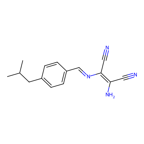 (2Z)-2-amino-3-[(E)-{[4-(2-methylpropyl)phenyl]methylidene}amino]but-2-enedinitrile structure