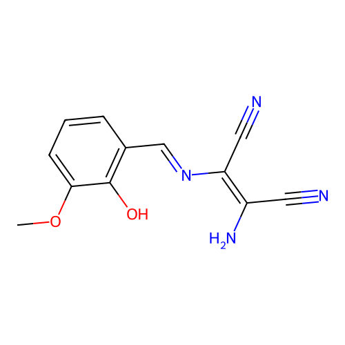 2-Amino-3-[(2-hydroxy-3-methoxyphenyl)methylideneamino]but-2-enedinitrile structure