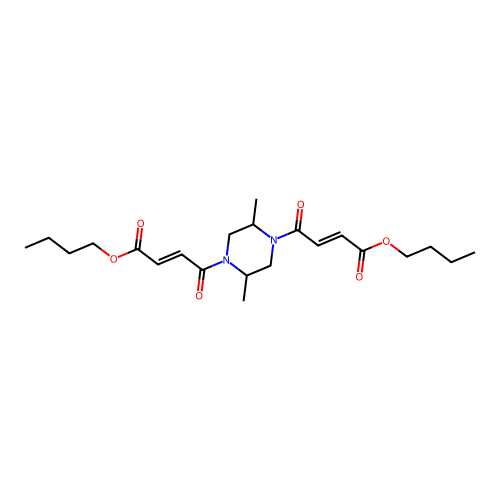 butyl 4-[4-(4-butoxy-4-oxobut-2-enoyl)-2,5-dimethylpiperazin-1-yl]-4-oxobut-2-enoate structure