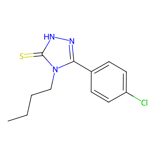 4-butyl-5-(4-chlorophenyl)-4H-1,2,4-triazol-3-yl hydrosulfide structure