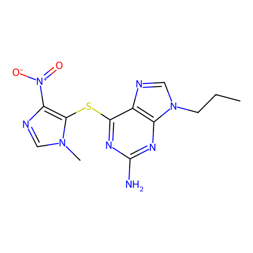 6-[(1-Methyl-4-nitro-1h-imidazol-5-yl)sulfanyl]-9-propyl-9h-purin-2-amine structure