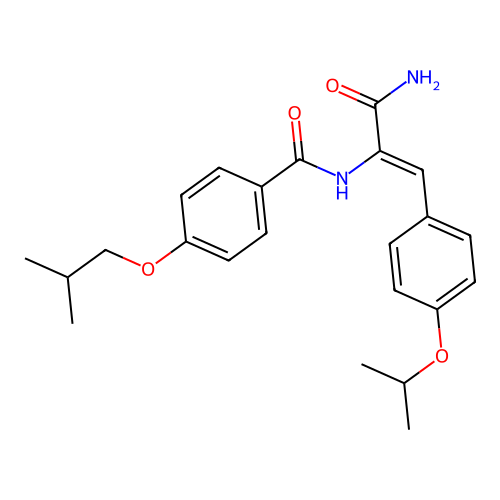 (Z)-N-(3-amino-1-(4-isopropoxyphenyl)-3-oxoprop-1-en-2-yl)-4-isobutoxybenzamide structure