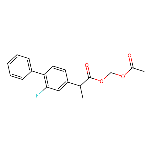 (1,1'-Biphenyl)-4-acetic acid, 2-fluoro-alpha-methyl-, (acetyloxy)methyl ester structure