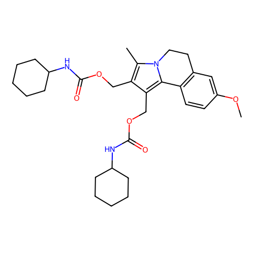 [1-(cyclohexylcarbamoyloxymethyl)-8-methoxy-3-methyl-5,6-dihydropyrrolo[2,1-a]isoquinolin-2-yl]methyl N-cyclohexylcarbamate structure
