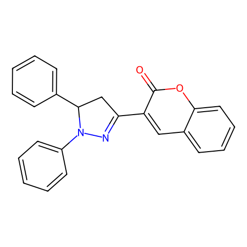 3-(1,5-diphenyl-4,5-dihydro-1H-pyrazol-3-yl)-2H-chromen-2-one structure