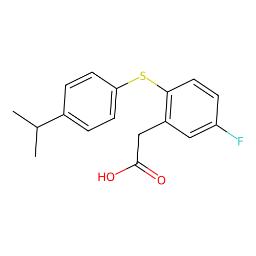 {5-Fluoro-2-[(4-isopropylphenyl)sulfanyl]phenyl}acetic acid structure