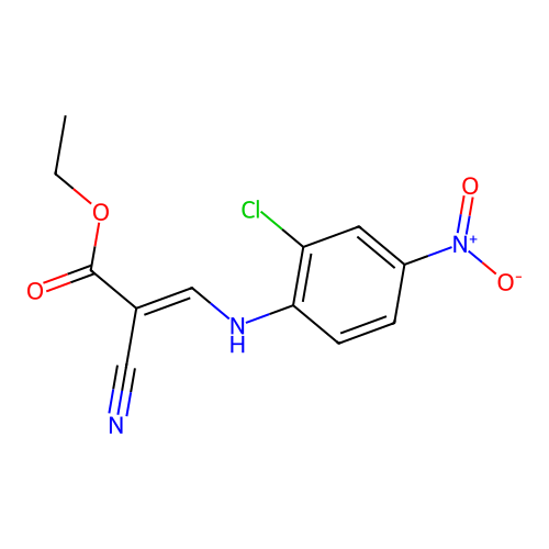 Ethyl 3-(2-chloro-4-nitrophenylamino)-2-cyanoacrylate structure