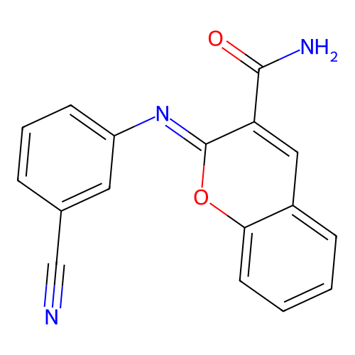 2-(3-Cyanophenyl)iminochromene-3-carboxamide structure