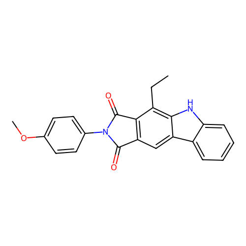 10-ethyl-2-(4-methoxyphenyl)-9H-pyrrolo[3,4-b]carbazole-1,3-dione structure