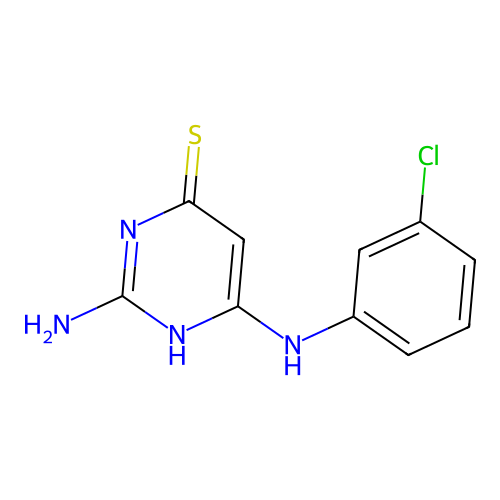 2-amino-6-(3-chloroanilino)-1H-pyrimidine-4-thione structure