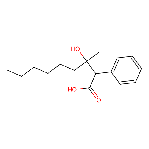 3-Hydroxy-3-methyl-2-phenylnonanoic acid structure