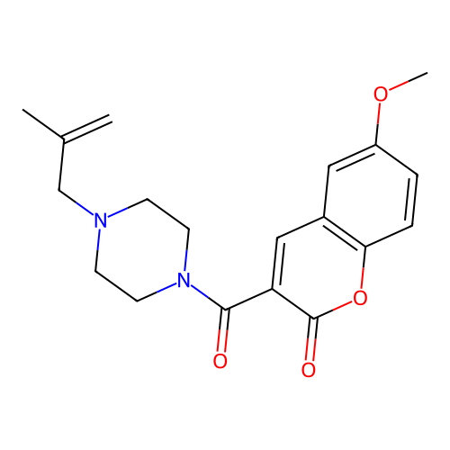 6-Methoxy-3-[4-(2-methylprop-2-enyl)piperazine-1-carbonyl]chromen-2-one structure