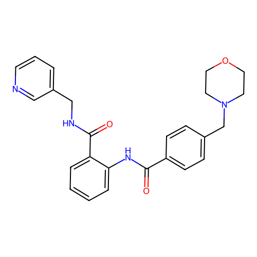2-[[4-(morpholin-4-ylmethyl)benzoyl]amino]-N-(pyridin-3-ylmethyl)benzamide structure