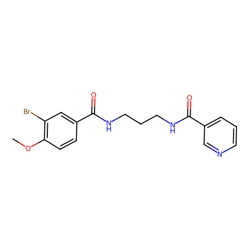 N-[3-[(3-bromo-4-methoxybenzoyl)amino]propyl]pyridine-3-carboxamide structure