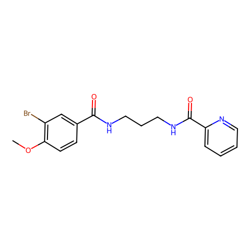 N-[3-[(3-bromo-4-methoxybenzoyl)amino]propyl]pyridine-2-carboxamide structure