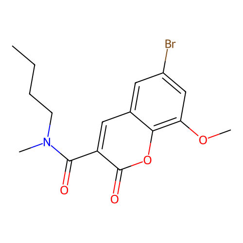 6-bromo-N-butyl-8-methoxy-N-methyl-2-oxo-2H-chromene-3-carboxamide structure