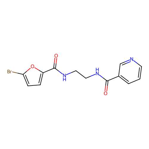 N-[2-[(5-bromofuran-2-carbonyl)amino]ethyl]pyridine-3-carboxamide structure