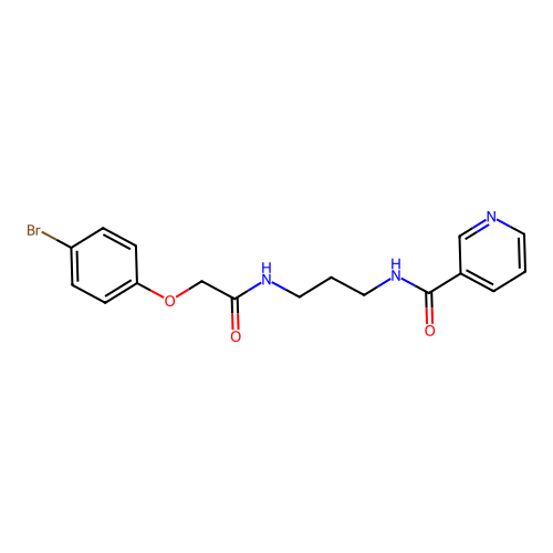 N-[3-[[2-(4-bromophenoxy)acetyl]amino]propyl]pyridine-3-carboxamide structure