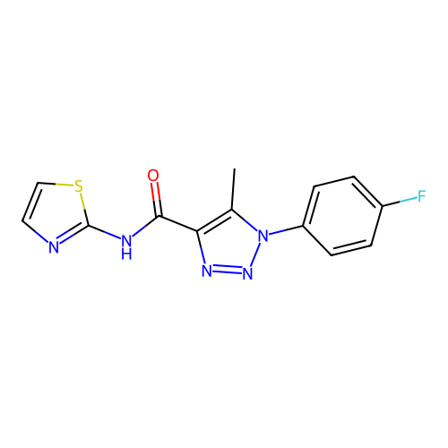 1-(4-fluorophenyl)-5-methyl-N-(1,3-thiazol-2-yl)-1H-1,2,3-triazole-4-carboxamide structure