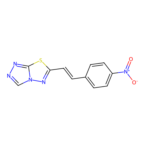 6-[(E)-2-(4-nitrophenyl)ethenyl]-[1,2,4]triazolo[3,4-b][1,3,4]thiadiazole structure