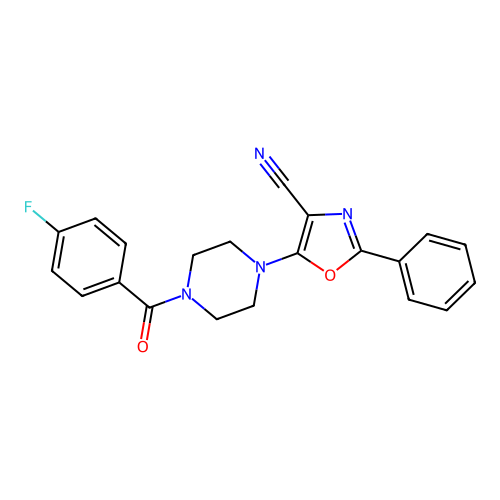 5-[4-(4-Fluorobenzoyl)piperazin-1-yl]-2-phenyl-1,3-oxazole-4-carbonitrile structure