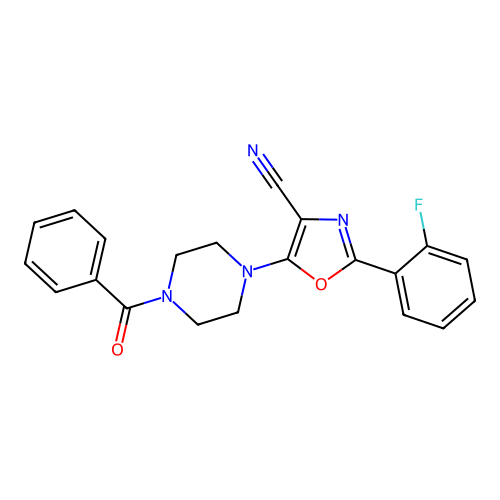5-(4-Benzoylpiperazin-1-yl)-2-(2-fluorophenyl)-1,3-oxazole-4-carbonitrile structure
