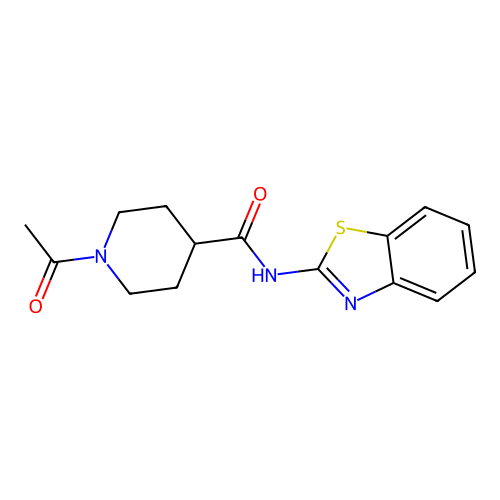 1-acetyl-N-(1,3-benzothiazol-2-yl)piperidine-4-carboxamide structure