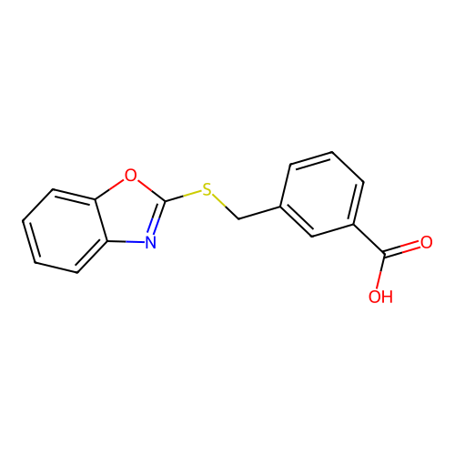 3-[(1,3-Benzoxazol-2-ylthio)methyl]benzoic acid structure