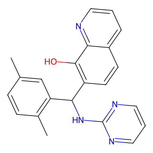 7-[(2,5-Dimethylphenyl)-(pyrimidin-2-ylamino)methyl]quinolin-8-ol structure