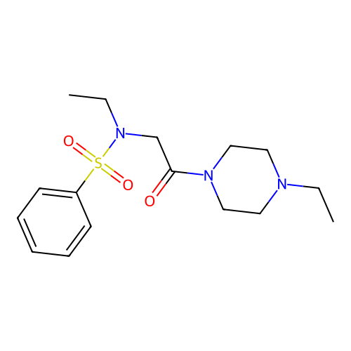 N-ethyl-N-[2-(4-ethylpiperazin-1-yl)-2-oxoethyl]benzenesulfonamide structure