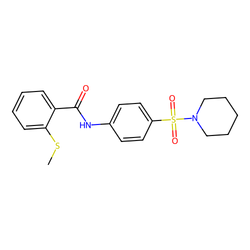 2-methylsulfanyl-N-(4-piperidin-1-ylsulfonylphenyl)benzamide structure