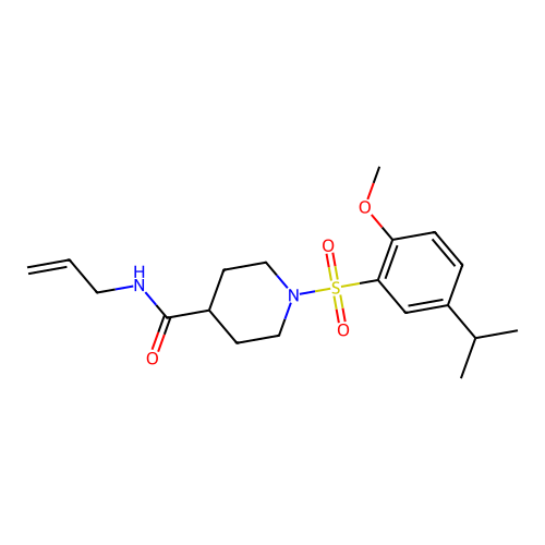 1-(2-methoxy-5-propan-2-ylphenyl)sulfonyl-N-prop-2-enylpiperidine-4-carboxamide structure