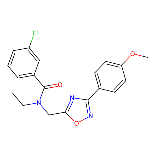 3-chloro-N-ethyl-N-[[3-(4-methoxyphenyl)-1,2,4-oxadiazol-5-yl]methyl]benzamide structure