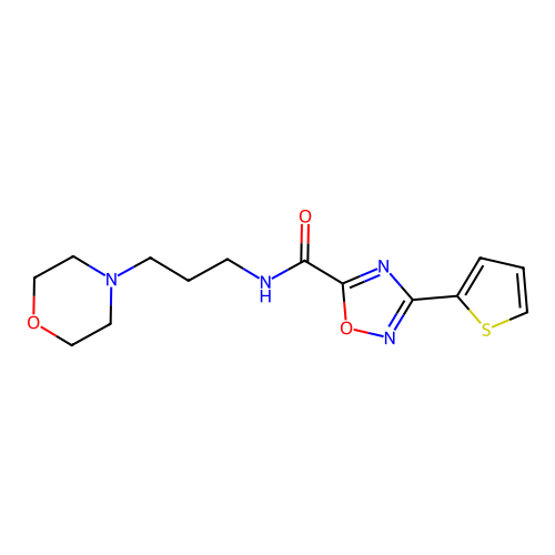 N-(3-morpholin-4-ylpropyl)-3-thiophen-2-yl-1,2,4-oxadiazole-5-carboxamide structure