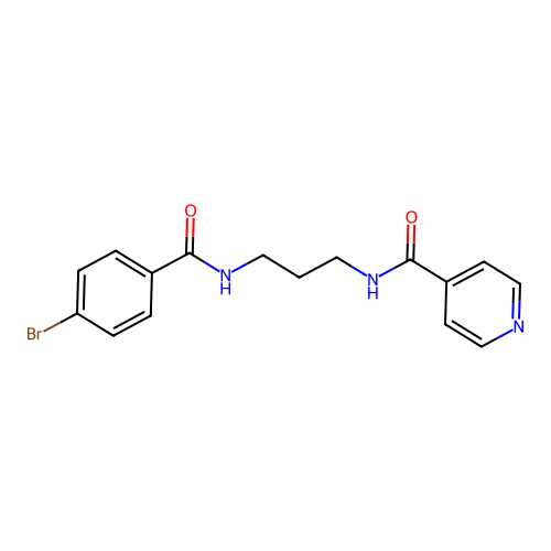 N-[3-[(4-bromobenzoyl)amino]propyl]pyridine-4-carboxamide structure