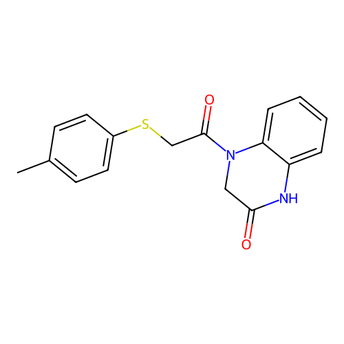4-{2-[(4-Methylphenyl)sulfanyl]acetyl}-1,2,3,4-tetrahydroquinoxalin-2-one structure