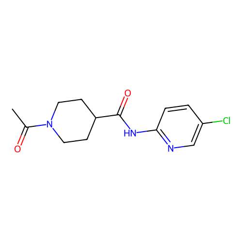 1-acetyl-N-(5-chloropyridin-2-yl)piperidine-4-carboxamide structure