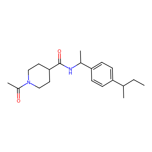 1-acetyl-N-{1-[4-(butan-2-yl)phenyl]ethyl}piperidine-4-carboxamide structure