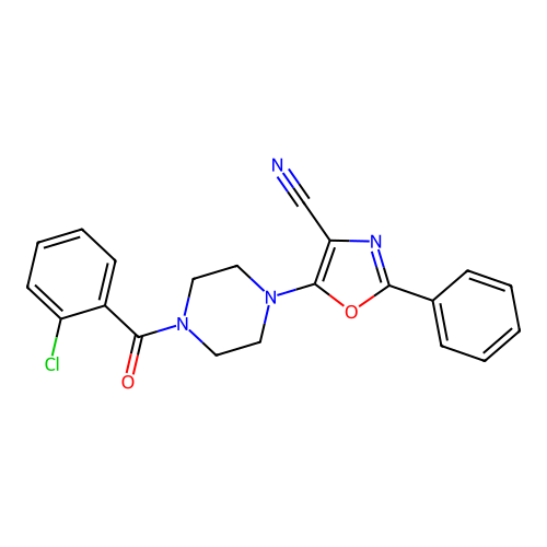 5-[4-(2-Chlorobenzoyl)piperazin-1-yl]-2-phenyl-1,3-oxazole-4-carbonitrile structure