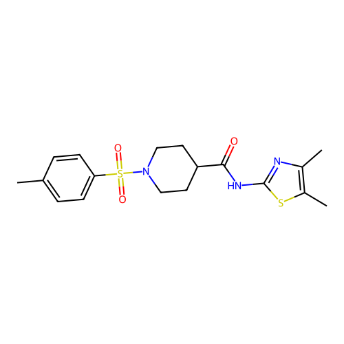 N-(4,5-dimethyl-1,3-thiazol-2-yl)-1-(4-methylphenyl)sulfonylpiperidine-4-carboxamide structure