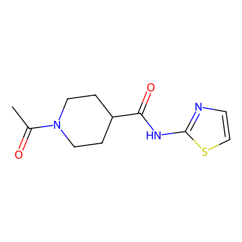 1-acetyl-N-(1,3-thiazol-2-yl)piperidine-4-carboxamide structure